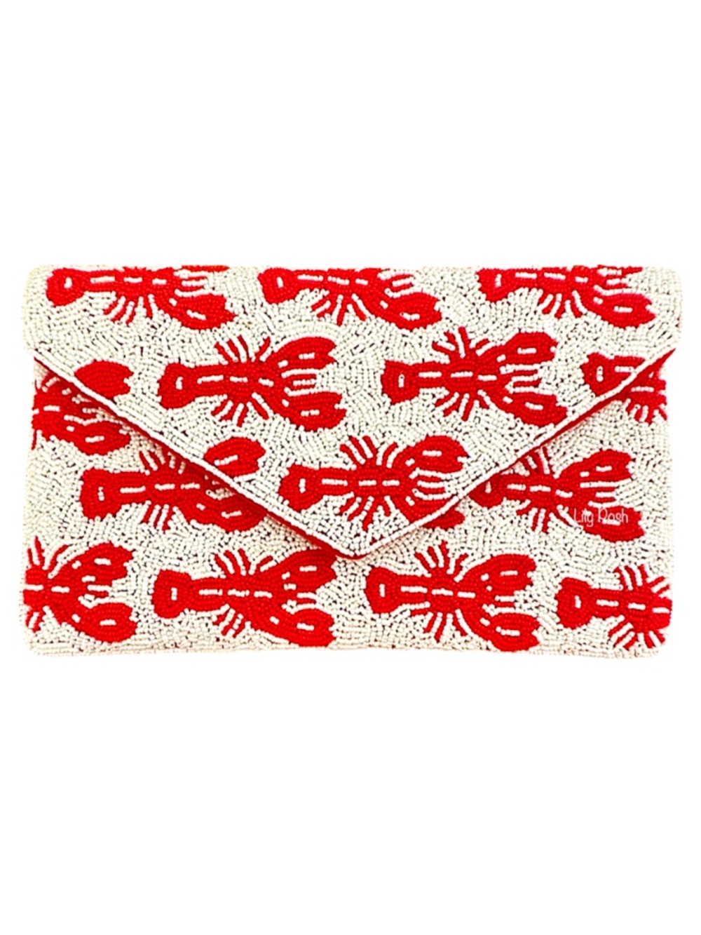 Beaded Lobster Crossbody Clutch Bag, Summer Beach Boho Lily Posh